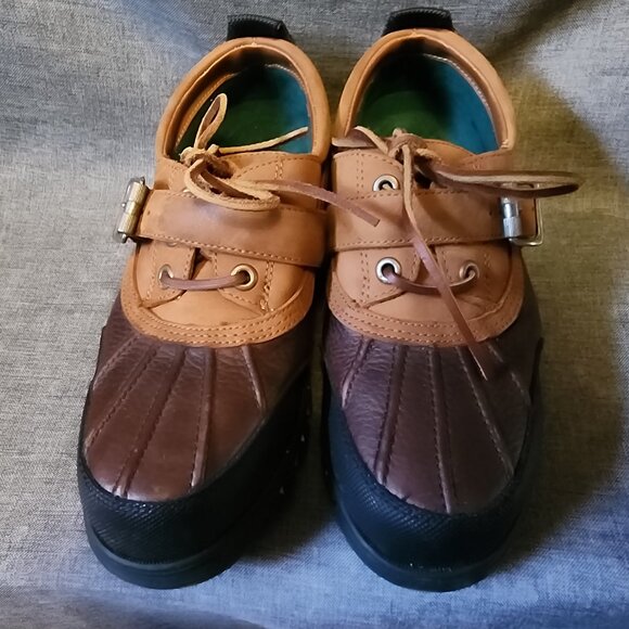 Men's Size 8.5M Vintage Hunt Club Tan Leather Low Top Lace Up/Buckle Duck Boots - Picture 7 of 9